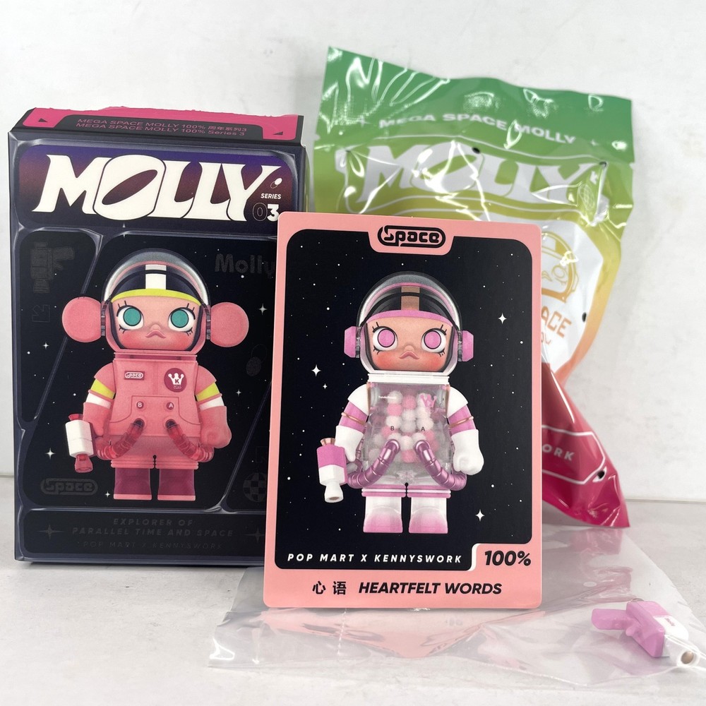 POP MART 100% Mega Space Molly Series 3 Confirmed Figure Toy – Heartfelt Words
