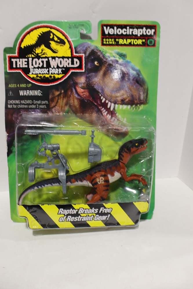 Jurassic Park Lost World Site B Raptor Velociraptor w/ Restraining Gear bOX nm