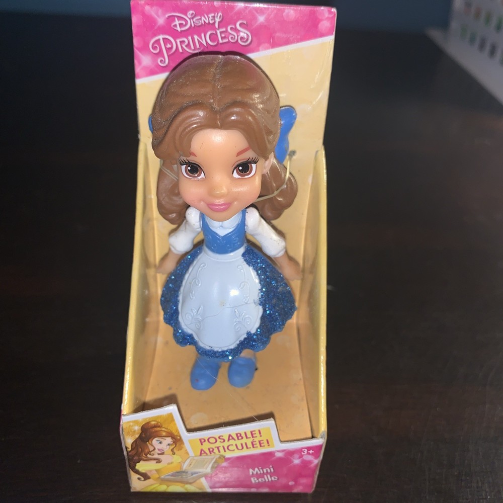 Disney Princess Mini Poseable Action Figure Doll Mini Toddler Belle Blue Dress