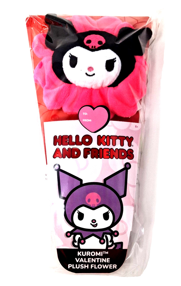 Sanrio Kuromi Plush Valentine’s Day 10″ Flower Bendable Stem Jazwares New