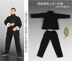 1:6 Kung Fu Suit Black Shirt & Pants Chinese Style Model Fit 12” Male Figur