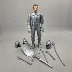 Marx Toy Co Sir Stuart Silver Noble Knight Figure & Valor Armored Horse Vintage