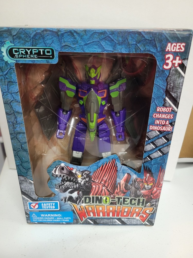 Dino-Tech Warriors Battle Pack Robot Transforms To Dinosaur Epic 8″ Purple NIB