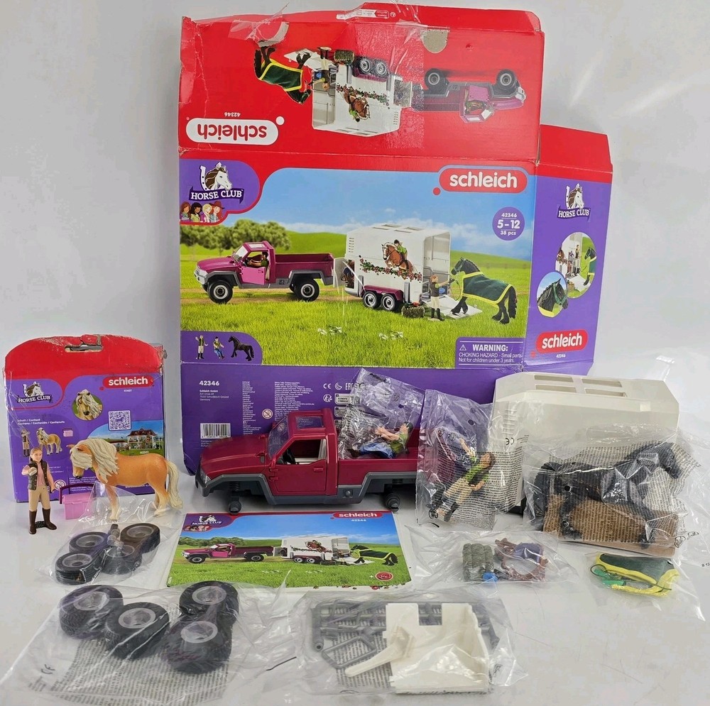 2 Lot Of Horse Club Trailer & Truck Playset with Horse & Rider Figurines + Extra
