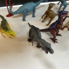 Lot of 9 DINOSAUR TOY FIGURES Assorted Variety Plastic With Bag