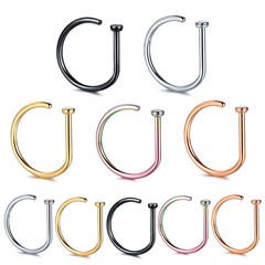 Unisex Fake Nose Ring Clip, Stainless Steel Septum Earrings Punk Fashion Body Je