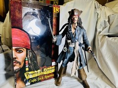 NEW Open Box Talking 18” Jack Sparrow Pirates of the Caribbean Black Pearl NECA