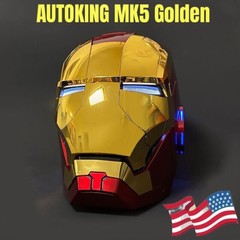 US!!! 2024 Iron Man MK5 1:1 Helmet Wearable Voice-control Mask Cosplay Gold Gift