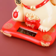 Solar Powered Maneki Neko – Waving Fortune Cat 7cm/2.75in Lucky Decor