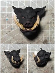 9in Xesray Studios Fit Only Head Combatants Fight For Glory Pig Red Yellow BLACK