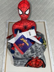 Marvel Spider-Man Fleece Throw Blanket with An Attached Plush Toy Brand New NWT