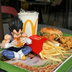 Dragon Ball Goku Vegeta Burger Figure GK Anime Statue Collectible Desk Decor