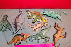 Lot of 8 Made in Indonesia Dinosaurs moveable arms and legs REX MAKE DINO SOUNDS