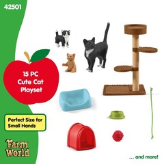 Farm World, Animal Toy Gifts for Kids, Playtime for Cute Cats, 9-piece Set with