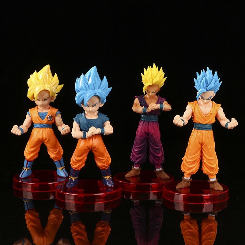 4pcs/Set Anime Dragon Ball Z Son Goku Vegeta Action Mini Figure Super Saiyan