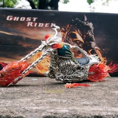 Ghost Rider Flame Motorcycle Chassis Desktop Model Ornament Boxed Figurines Gift