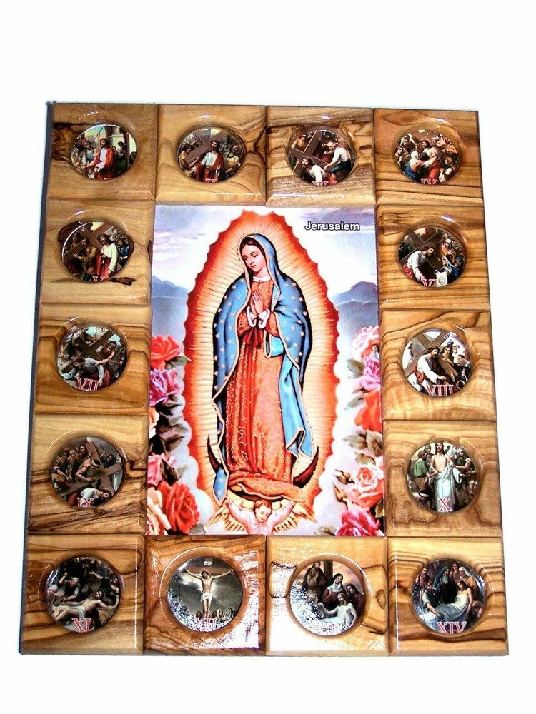 Holy Land Market Our Lady of Guadalupe with Stations of The Cross Icon Plaque