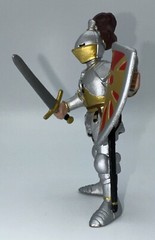 2000 PAPO Knight Silver Armor Red Gold Shield Sword Medieval Figure Toy 3.5″