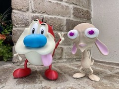 REN & Stimpy 3D Printed Toy Figures 90s Retro Cartoon TV Show Fun Nostalgia Gift