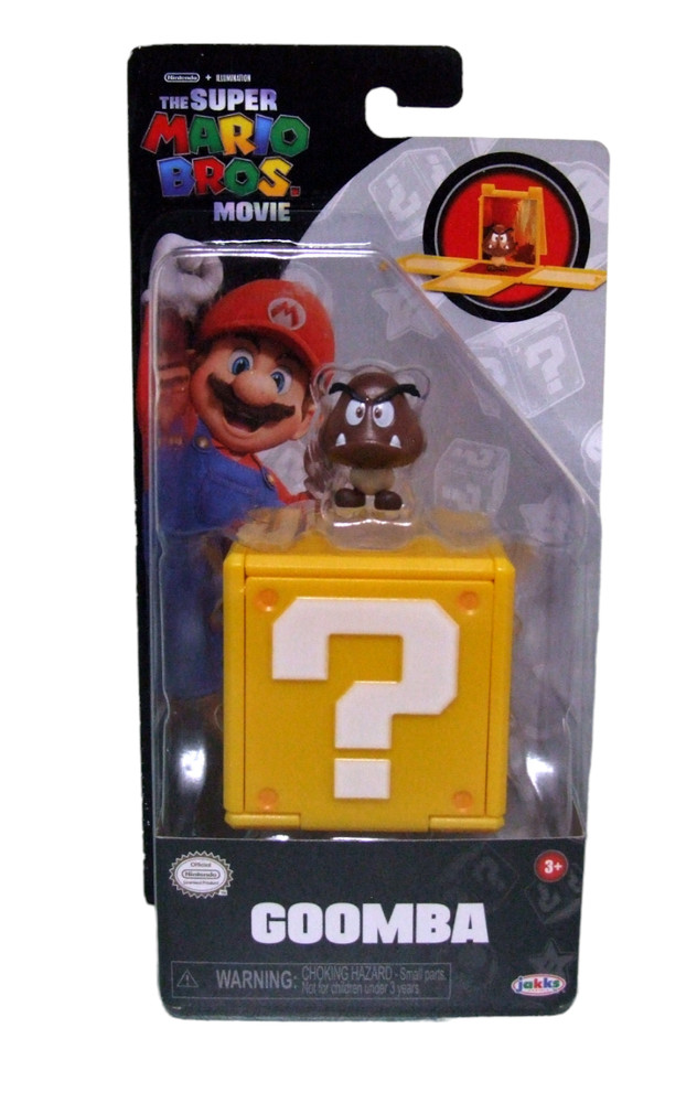 Jakks Pacific Super Mario Bros Movie Goomba 1.25 in Mini Figure + Question Block