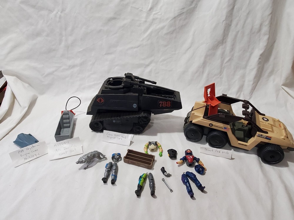 80s GI Joe Hasbro Parts Lot Devilfish Seat HISS Tank Desert Fox Vehicles Figures