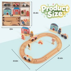 Wooden Train Set for Toddler, Wooden Tracks fits Thomas, fits Brio, fits Chug…