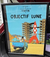 Objectif Lune Poster 20 X 28” Les Aventures de Tintin Framed
