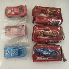 Lot Of 3 Disney Cars Bling Bling Dinoco Lightning McQueen Diecast 2/6 Box 1:55
