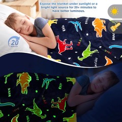 Dinosaur Blanket Glow in The Dark Kids Toy Throw Bed Decor for Boys Girls 50×60