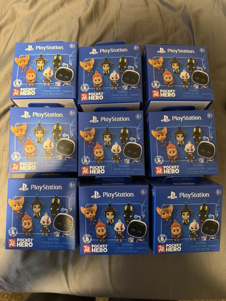 9 UNOPENED! Playstation Pocket Hero 2″ Video Game Figure Bag Clips
