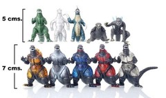 Godzilla Legacy Monster 10 Pieces Set, Multicolour, 3-7Cm, PVC Action Figures