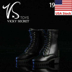 VSTOYS 19XG43A 1/6 Female Black PU Zipper Hollow Boots Shoes For 12”Figure Body