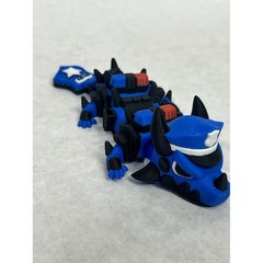 3D Printed Articulated Police Dragon Blue Black Flexible Figurine Toy 5.5 Inch