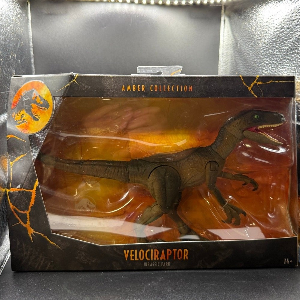 Amber Collection Velociraptor “The Big One” – Jurassic Park New SEALED Mattel