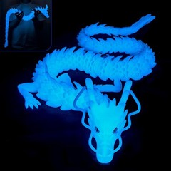 40″ Super Large 3D Printed Dragon Toy – Articulated Fidget Crystal Decor (Glow-B