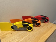 Tron Lightcycles With Light Trails. 3D Printed. Yellow. Orange. Red.