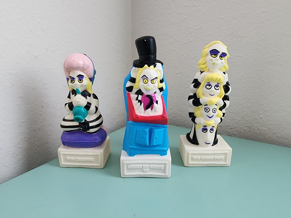 Vintage 1989 Burger King Beetlejuice Toys Lot of 3 Charmer, Ghost Post, Ghost TV