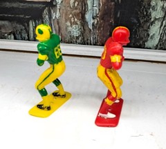 Set of 2 Vintage Louis Marx Plastic Football Player Figurines 1969 Collectible