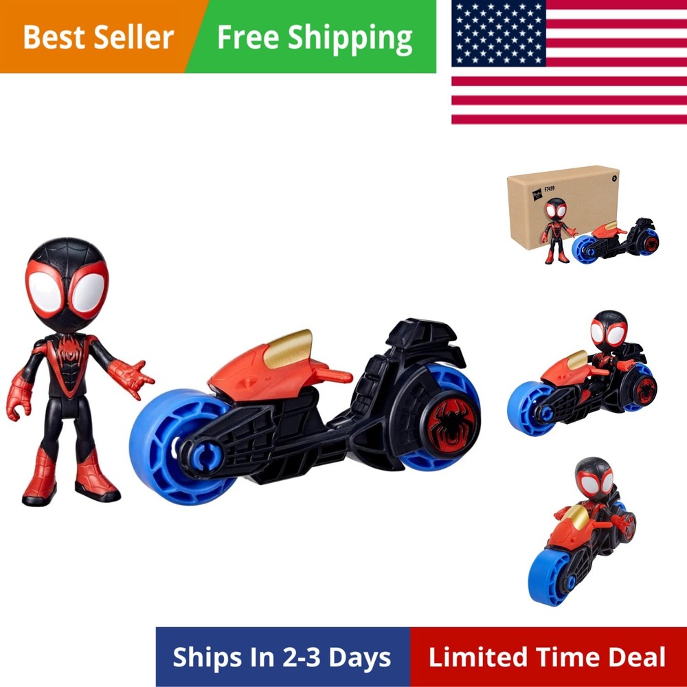 Miles Morales Action Figure with Toy Motorcycle, Preschool Toys, Ages 3 and Up