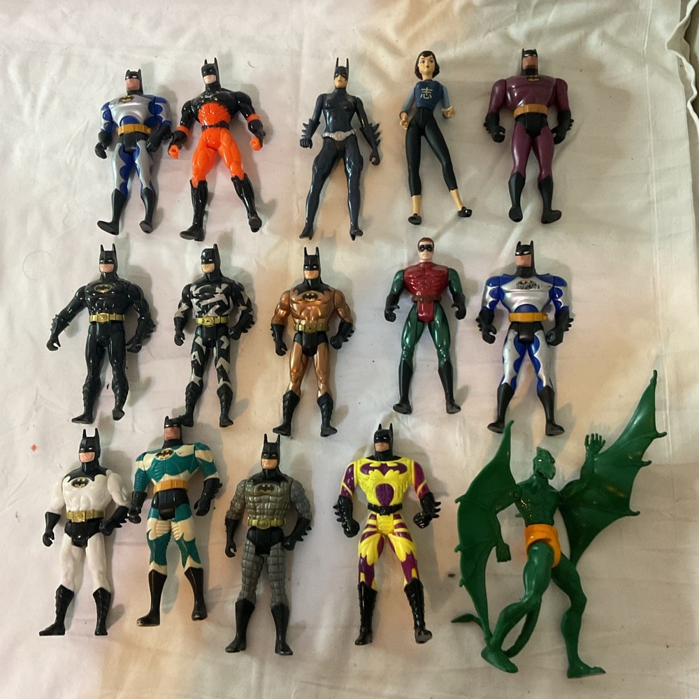 Vintage Batman Action Figures 1990s Kenner DC Mattel Villain’ & Hero’s Lot Of 15