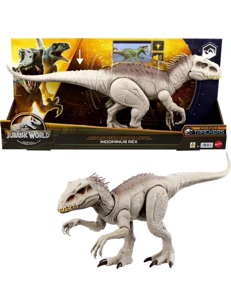 Jurassic World Camouflage ‘N Battle INDOMINUS REX Dinosaur 22″L + SOUNDS +LIGHTS
