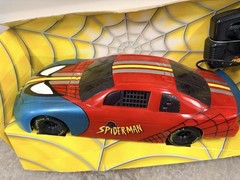 Vintage Marvel Spiderman Vintage Wired RC Remote Control Car W/figure Brand New