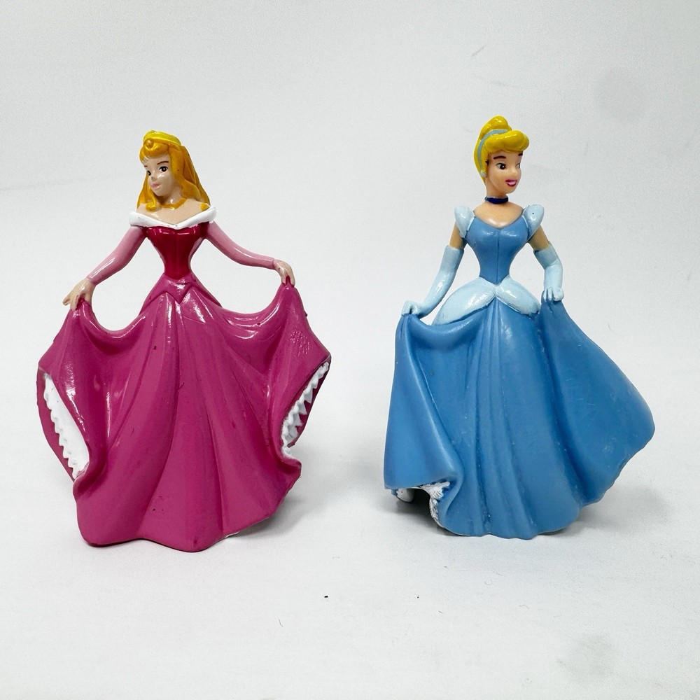 3″ DISNEY PRINCESS FIGURES Cinderella, Aurora CAKE TOPPERS DecoPac Hard Plastic