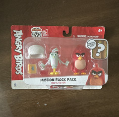 Angry Birds Mission Flock Pack Red & Silver Figure Set w/ Accessory 6+