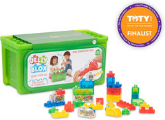 Jelly Blox Stash ‘N Stack 2-In-1 Storage Case with 30 Blocks | Toddler & Prescho