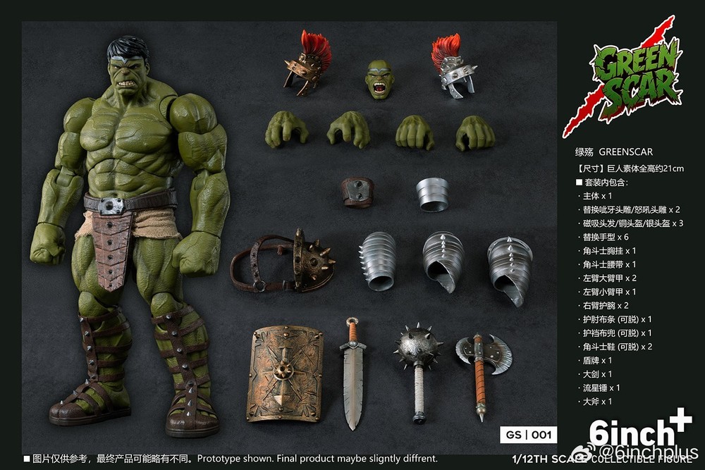 6inchplus 1/12 GREENSCAR GS001 Hulk Collectible Action Figure Model Body