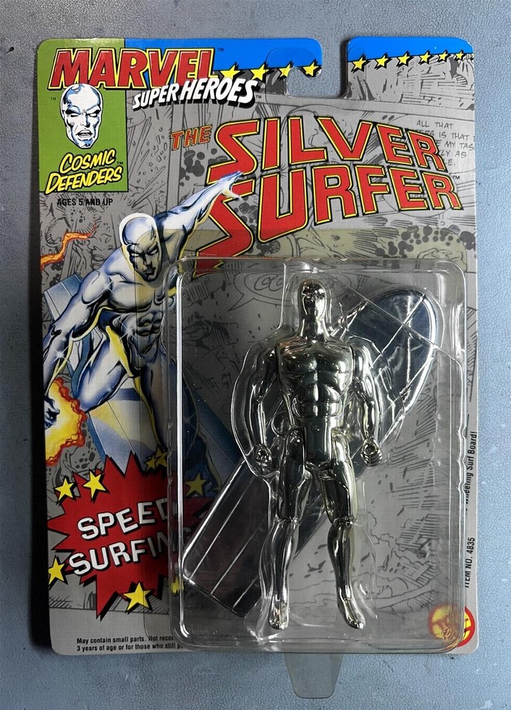 1991 MARVEL / TOYBIZ SILVER SURFER (MOC) “Comic Defenders” / with SPEED SURFING*
