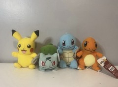 New 6”-7” Set Of 4 Pokemon Starters Pikachu Bulbasaur Squirtle And Charmander