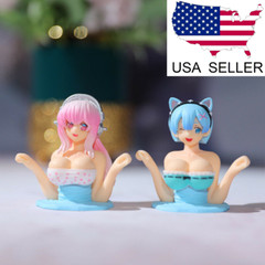 New Shaking Chest Anime Character Girl Car Ornaments Sexy Girl Figure Toy Gift