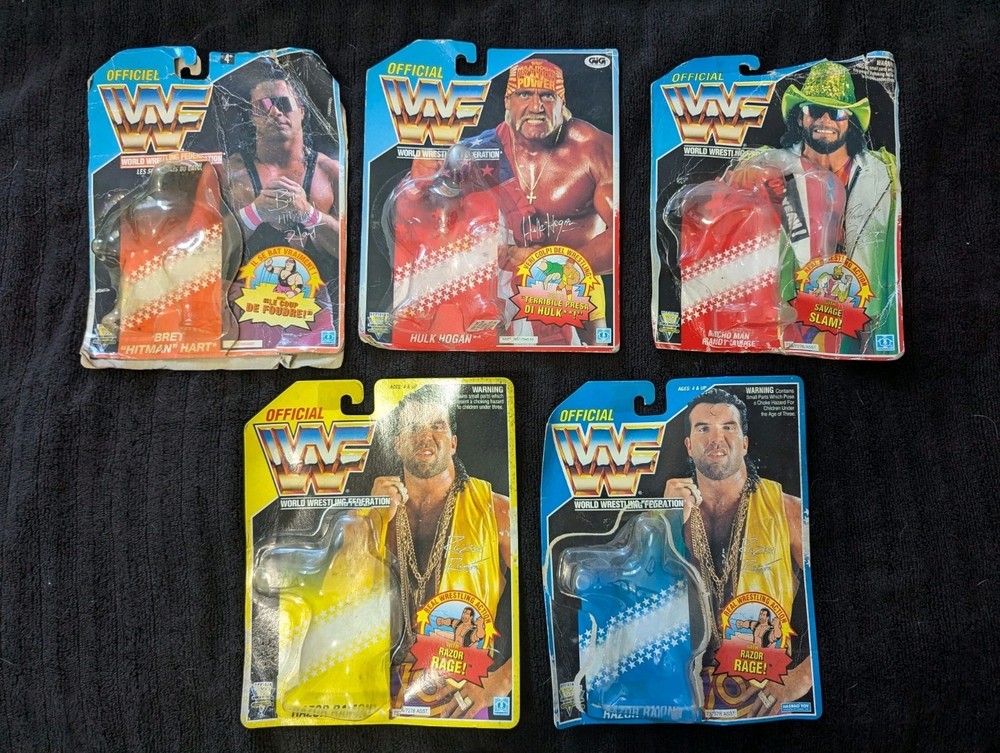 WWF Hasbro Cardbacks w Bubbles – WWE LJN Vintage Titan Sports Damaged Cards